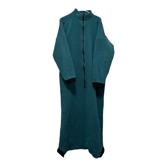 Lands' End Other - Vintage Lands End Fleece Pajamas OSFA One Piece Sleep Sack USA Made Unisex Green